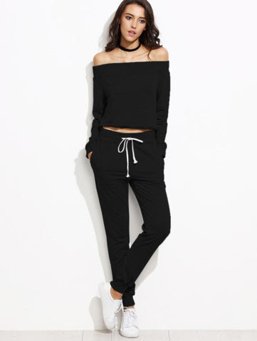 Off The Shoulder Jogger Set