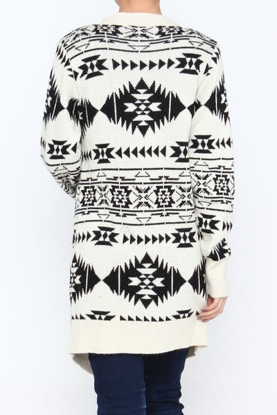 Black & White Navajo Print Cardigan