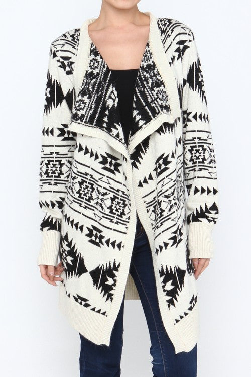 Black & White Navajo Print Cardigan