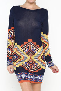 Tribal Print Sweater Dress